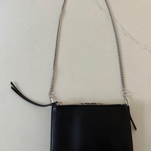 ALL SAINTS Fetch Snake Print Leather Crossbody bag with removable chain strap - Picture 3 of 12